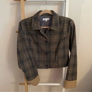 Cropped Plaid Jacket